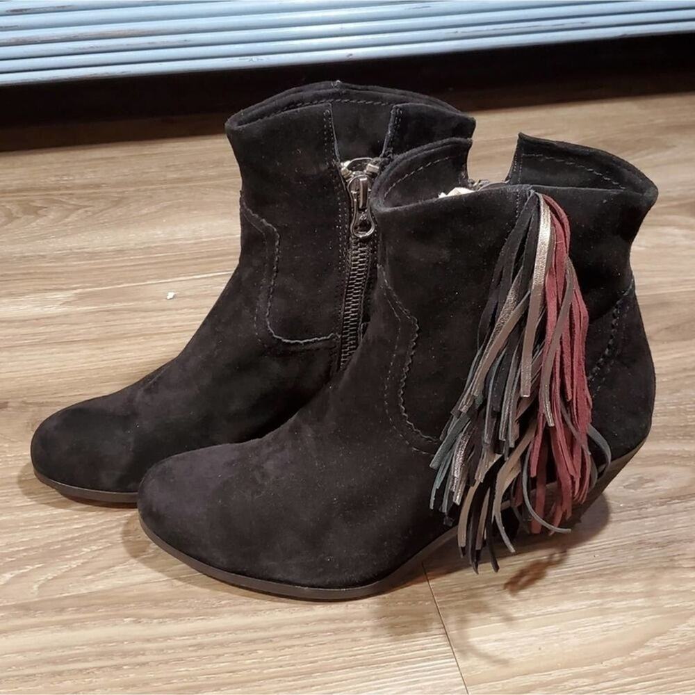 SAM Edelman multi colored fringe ankle boots